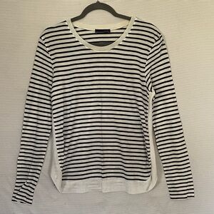 Zara Black and White Striped Long Sleeve Top